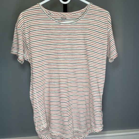 Red Tops - Madewell Striped T-Shirt Size S Patriotic Red Blue Cream Short Sleeve Casual